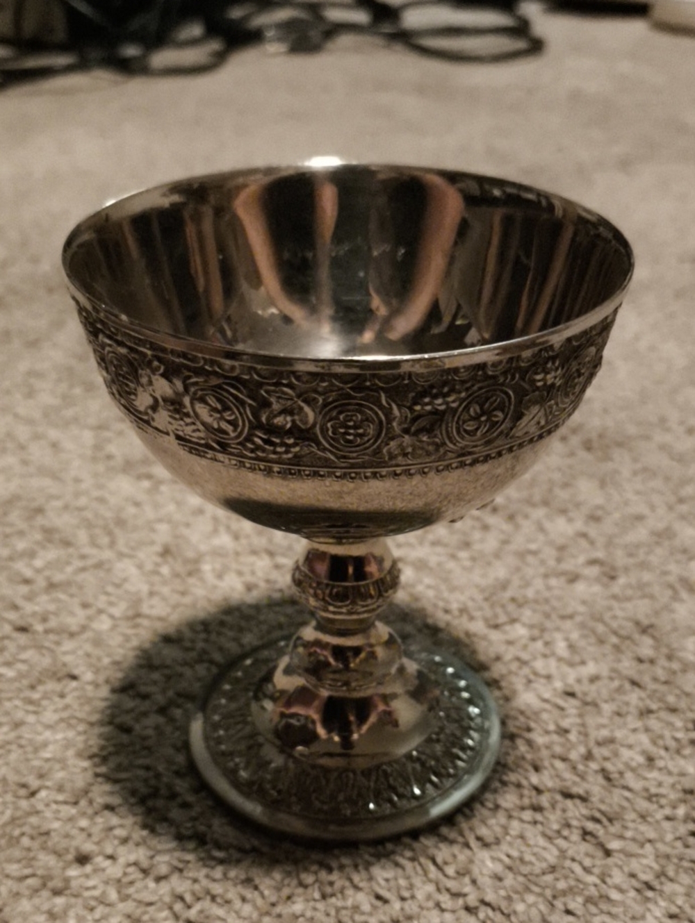 Silver-Tone Decorative Cup - Silver